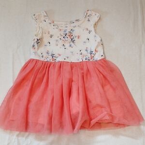 GAP Floral White and Coral Pink Tulle Dress for Girls